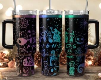 Vaso de 113 ml con temática de pesadilla de Friends, vaso grabado de Halloween de 113 ml, truco o trato, vaso de Jack Skellington, Halloween espeluznante