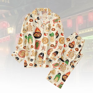 Studio Ghibli Long Thick Pajama Set, Spirited Away Thick Pajamas, Howl Moving Long Pyjama, Family Matching PJs Set, Gift for Anime Wibu