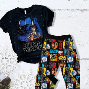 Christmas Star Wars Tshirt Pajama Pants, Darth Vader Xmas Shirt, Disneyland Family Pajamas, Disney Pajamas Set, Night Wear Pajamas