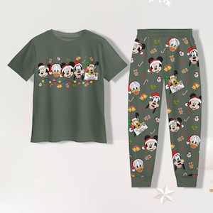 Mickey And Friends Christmas 3D Tshirt Pajamas Pants, Disneyland Christmas, Disney Family Pajamas Christmas, Mickey Christmas Pajamas