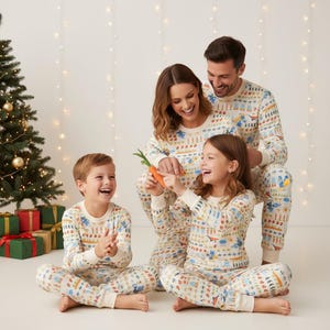 Christmas Family Pajamas, Xmas Long Pajamas, Holiday Long Sleeve PJs, Matching Pajamas Set, Family Sleepwear Gift