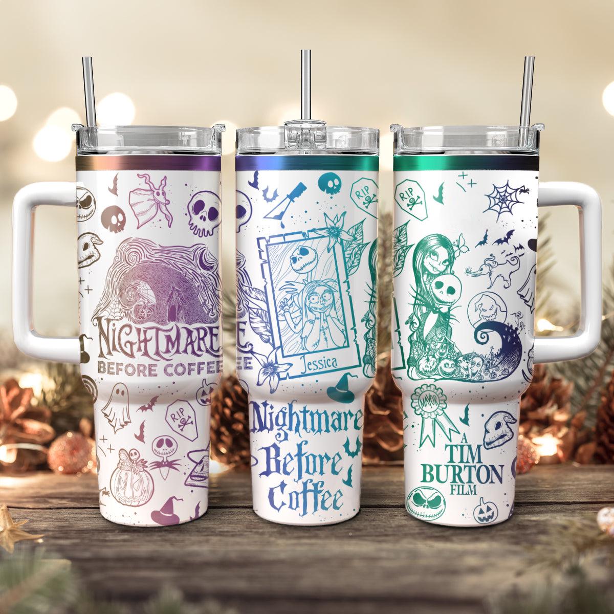 Nightmare Before Coffee Tumbler, Jack and Sally Engraved Tumbler