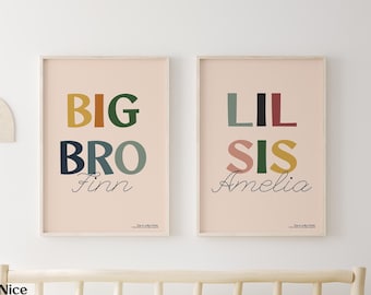 Custom Name Sibling Art |  Brother Sister Nursery | Digital Download