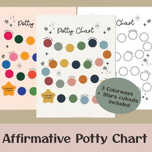Cuadro de progreso para el entrenamiento para ir al baño que anima y afirma a los niños pequeños / 3 colores / Recortes / Descarga instantánea para imprimir / Cuadro de recompensas