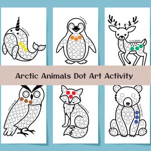 Naklejki z kropkami „Arctic Animals” | 6-stronicowa zimowa wersja do druku (do pobrania w wersji cyfrowej)