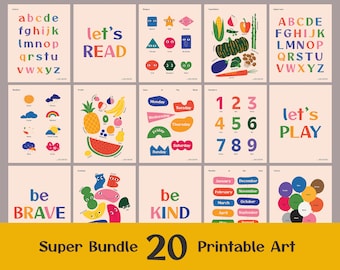 Engage Young Minds: Set of 20 English Educational Posters - Instant Download for Learning Fun