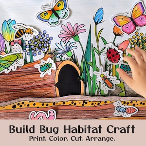 DIY Build a Bug Habitat Activity | Kids Insect printable | Summer Garden Coloring Craft | STEM Nature Project | Kindergarten Science