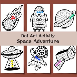 6pc Space Dot Sticker Activity, Fine Motor Skills, Montessori Printable (Digital Download)