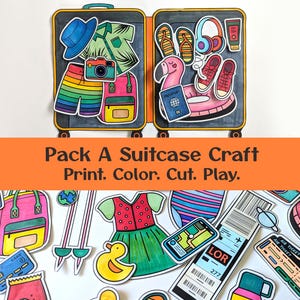 DIY Suitcase Coloring Craft | Kids' Travel Activity (Digital Download)