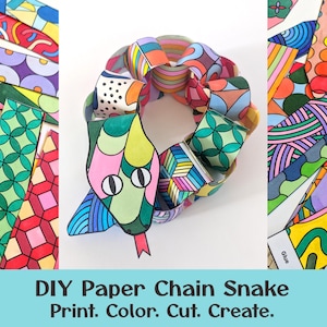 3D papieren slang knutselwerk | Printbare knip- en vouwactiviteit (digitale download)
