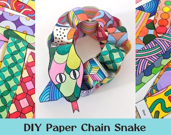 3D Paper Chain Snake Craft | Printable Cut & Fold Activity (Digital Download)