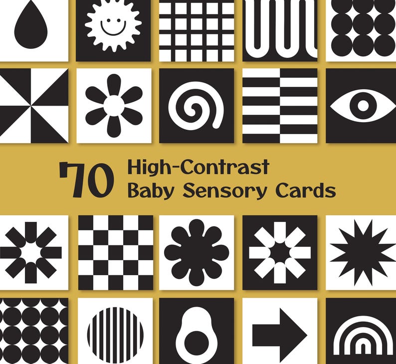 70pc High Contrast Baby Cards | Black & White Sensory Printable (DIGITAL DOWNLOAD) image 4