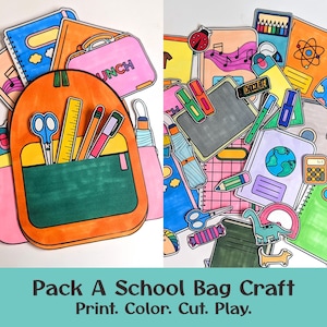 Pack a Backpack Craft | DIY Back to School Coloring Activity for Kids | First day of school Play | Preschool kindergarten Preparation