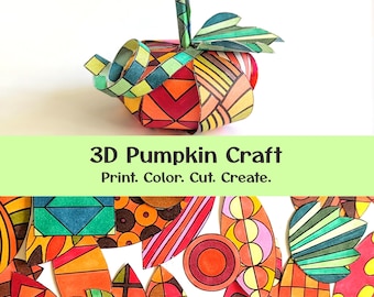 3D papieren pompoen knutselwerk | Herfstactiviteit, kunst voor in de klas (PDF)