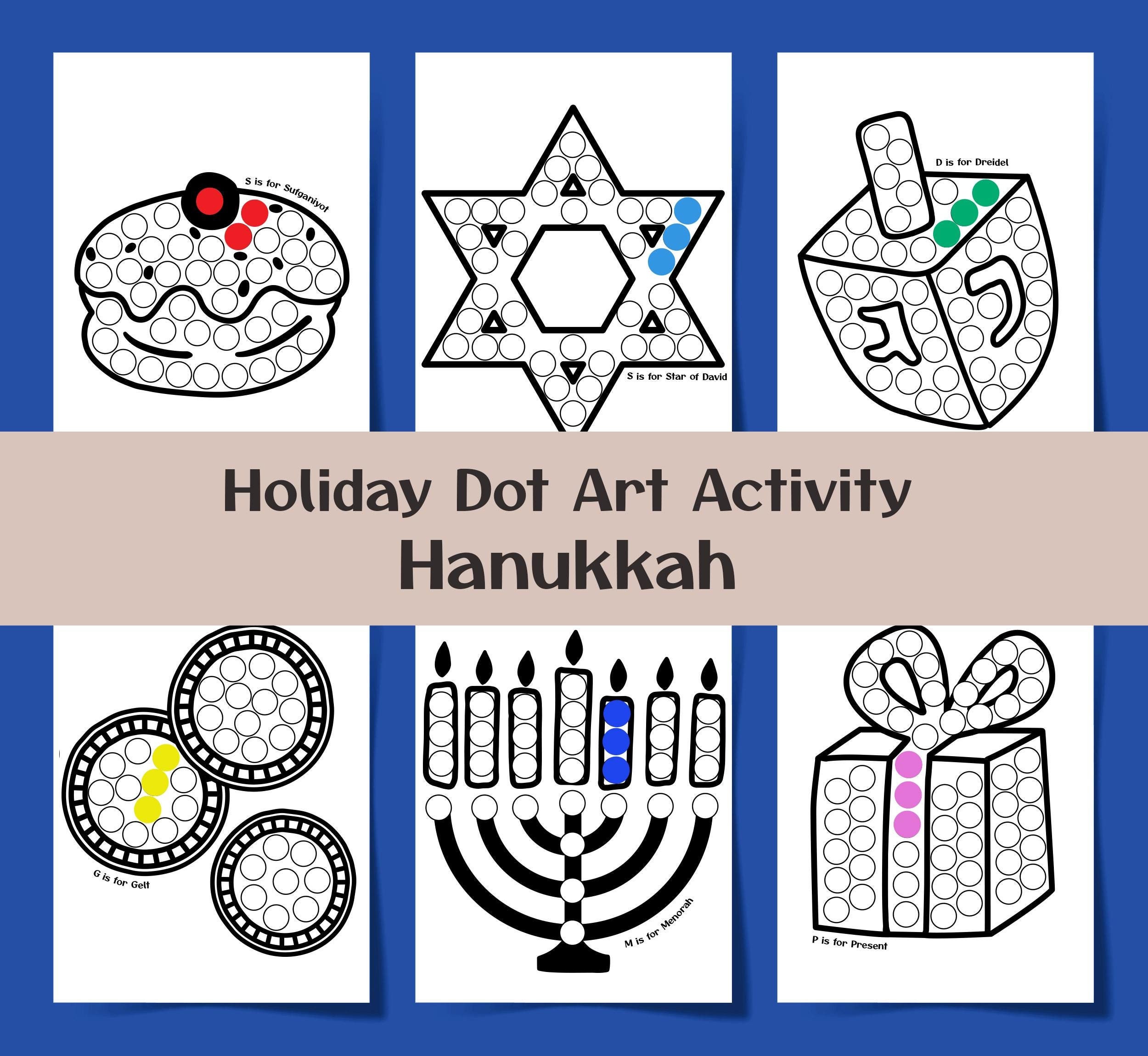 Hanukkah Dot Sticker Activity 6 Page Festival of Lights Printable…