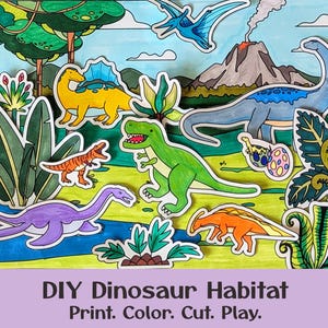 Build a Dinosaur Habitat Craft | Printable DIY Jurassic World | Prehistoric Cut & Paste Activity for Kids | Little Paleontologist Science
