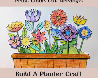 DIY Build a Planter Activity | Summer Garden Craft | Kid Flower Arrangement | Fine Motor Skills Practice | Toddler Nature Floral Art
