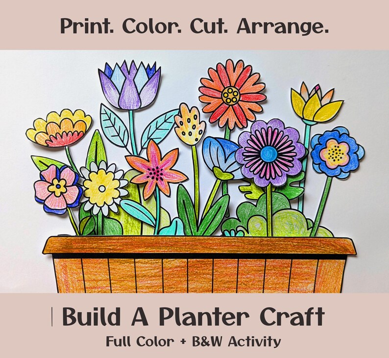 DIY Paper Planter Craft | Kid's Color, Cut, Arrange (digital Download ...