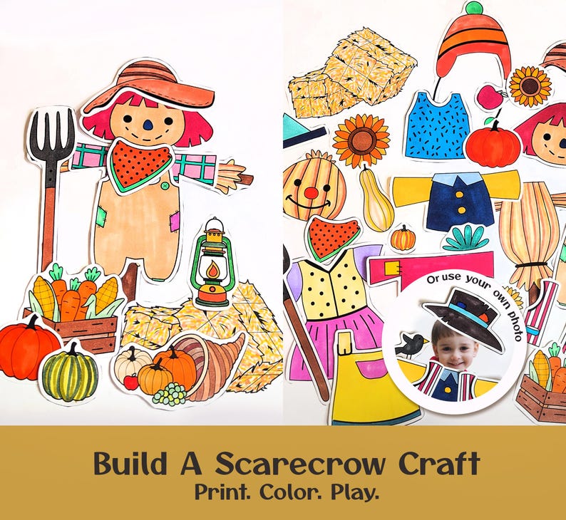 Scarecrow Craft Printable | Fall Cut & Paste Activity (digital Download ...