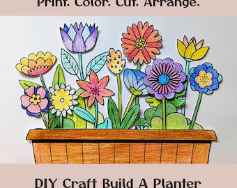 DIY Paper Planter Craft | Kid's Color, Cut, Arrange (Digital Download)
