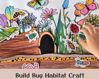 Printable insect habitat building craft kit for kindergarten science unit study