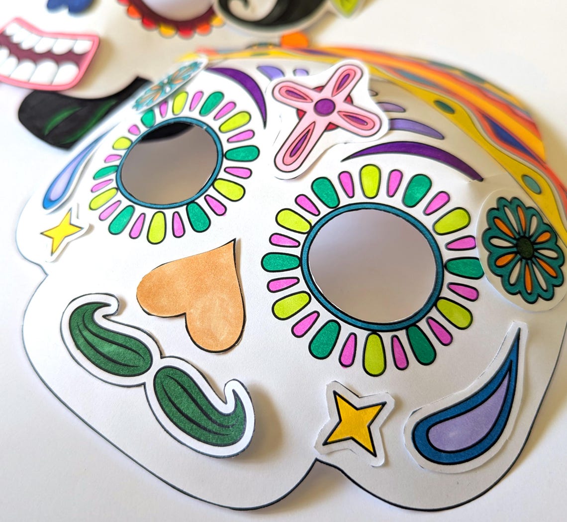 Sugar Skull Mask Printable | 3D Day of the Dead Craft | Día De Los ...
