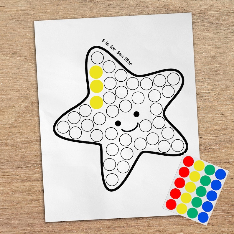 Set of 6 Ocean Animals Dot Sticker Activity, Montessori Printable ...