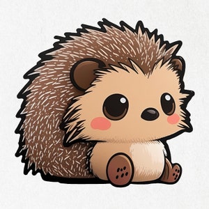 Hedgehog, Hedgehog Sticker, Hedgehog Vinyl, Happy Hedgehog, Cute Hedgehog Decal, Water Bottle Stickers | Vinyl Sticker 2&quot; x 2&quot; & 4&quot;