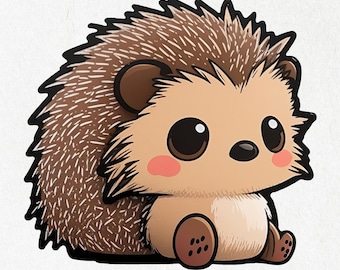 Hedgehog, Hedgehog Sticker, Hedgehog Vinyl, Happy Hedgehog, Cute Hedgehog Decal, Water Bottle Stickers | Vinyl Sticker 2" x 2" & 4"