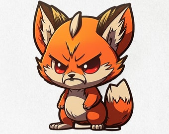 Orange Fox Vinyl Sticker, Cute Laptop Decal (2x2 & 4x4)