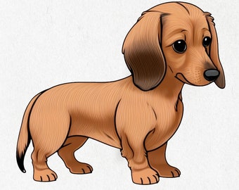 Dachshund Sticker, Happy Dachshund Dog Sticker, Dog Vinyl, Smiling Dog, Cute Decal, Water Bottle Stickers | Vinyl Sticker 2" x 2" & 4