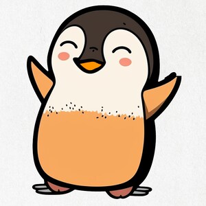 Penguin, Penguin Sticker, Penguin Vinyl, Happy Penguin, Cute Penguin Decal, Water Bottle Stickers | Vinyl Sticker 2&quot; x 2&quot; & 4&quot; x 4&quot;