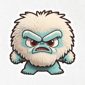 Yeti, Yeti Sticker, Angry Yeti, Yeti Vinyl, Cute Decal, Water Bottle Stickers, Laptop Decal | Vinyl Sticker Sticker 2&quot; x 2&quot; & 4&quot; x 4&quot;