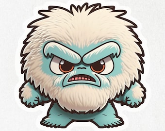 Yeti, Yeti Sticker, Angry Yeti, Yeti Vinyl, Cute Decal, Water Bottle Stickers, Laptop Decal | Vinyl Sticker Sticker 2" x 2" & 4" x 4"