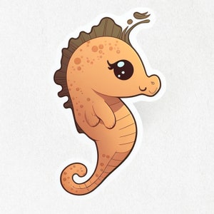 Seahorse, Seahorse Sticker, Seahorse Vinyl, Happy Seahorse, Cute Seahorse Decal, Water Bottle Stickers | Vinyl Sticker 2&quot; x 2&quot; & 4&quot; x 4&quot;