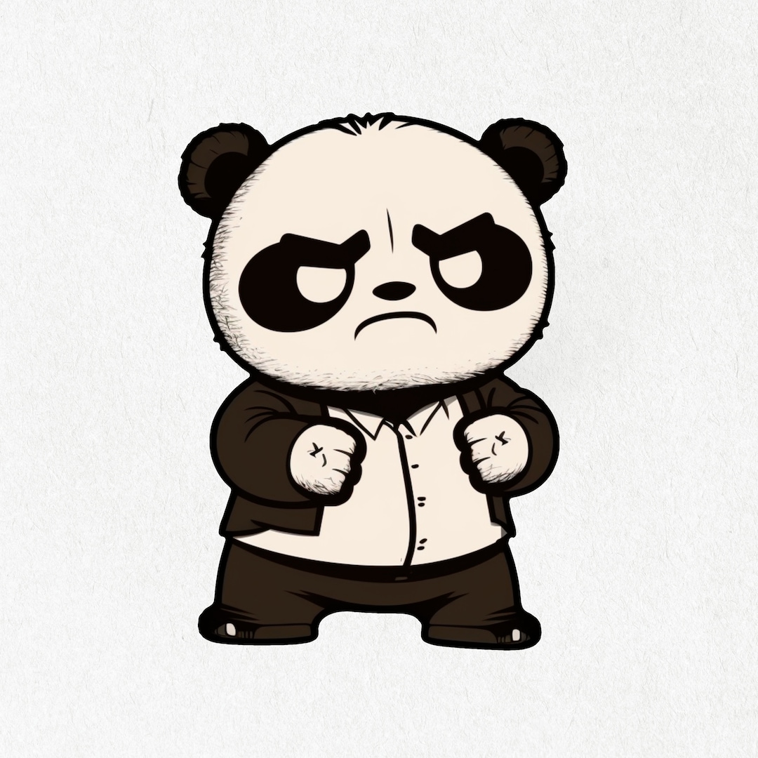 Sticker Panda Angry Panda, Panda Sticker, Panda Vinyl, Angry Panda, Cute Panda Decal, Water ...