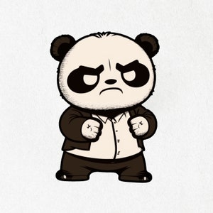 Panda, Panda Sticker, Panda Vinyl, Angry Panda, Cute Panda Decal, Water Bottle Stickers | Vinyl Sticker 2&quot; x 2&quot; & 4&quot; x 4&quot;