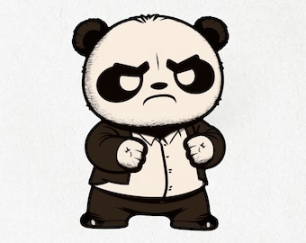 Panda, Panda Sticker, Panda Vinyl, Angry Panda, Cute Panda Decal, Water Bottle Stickers | Vinyl Sticker 2" x 2" & 4" x 4"