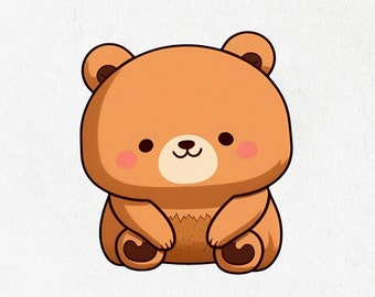 Cute Brown Bear Vinyl Sticker, Laptop Decal (2" & 4")