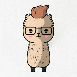 Dorky Llama, Llama Sticker, Llama Vinyl, Nerdy Llama, Cute Llama Decal, Water Bottle Stickers | Vinyl Sticker 2&quot; x 2&quot; & 4&quot;