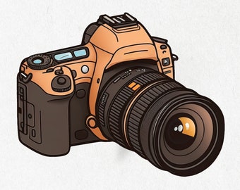 Camera Sticker, DSLR Camera, Camera, Camera Vinyl, Photographer, Cute Decal, Water Bottle |  2" x 2" & 4" X 4"
