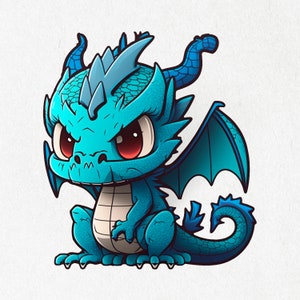 Dragon, Dragon Sticker, Mythical Sticker, Creature, Mythical Vinyl, Cute Decal, Water Bottle Stickers, Laptop Decal 2&quot; x 2&quot; & 4&quot; x 4&quot;