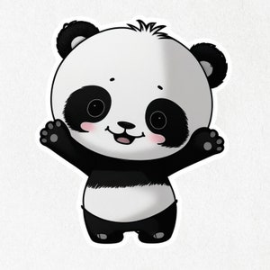Panda, Panda Sticker, Panda Vinyl, Happy Panda, Cute Panda Decal, Water Bottle Stickers | Vinyl Sticker 2&quot; x 2&quot; & 4&quot; x 4&quot;