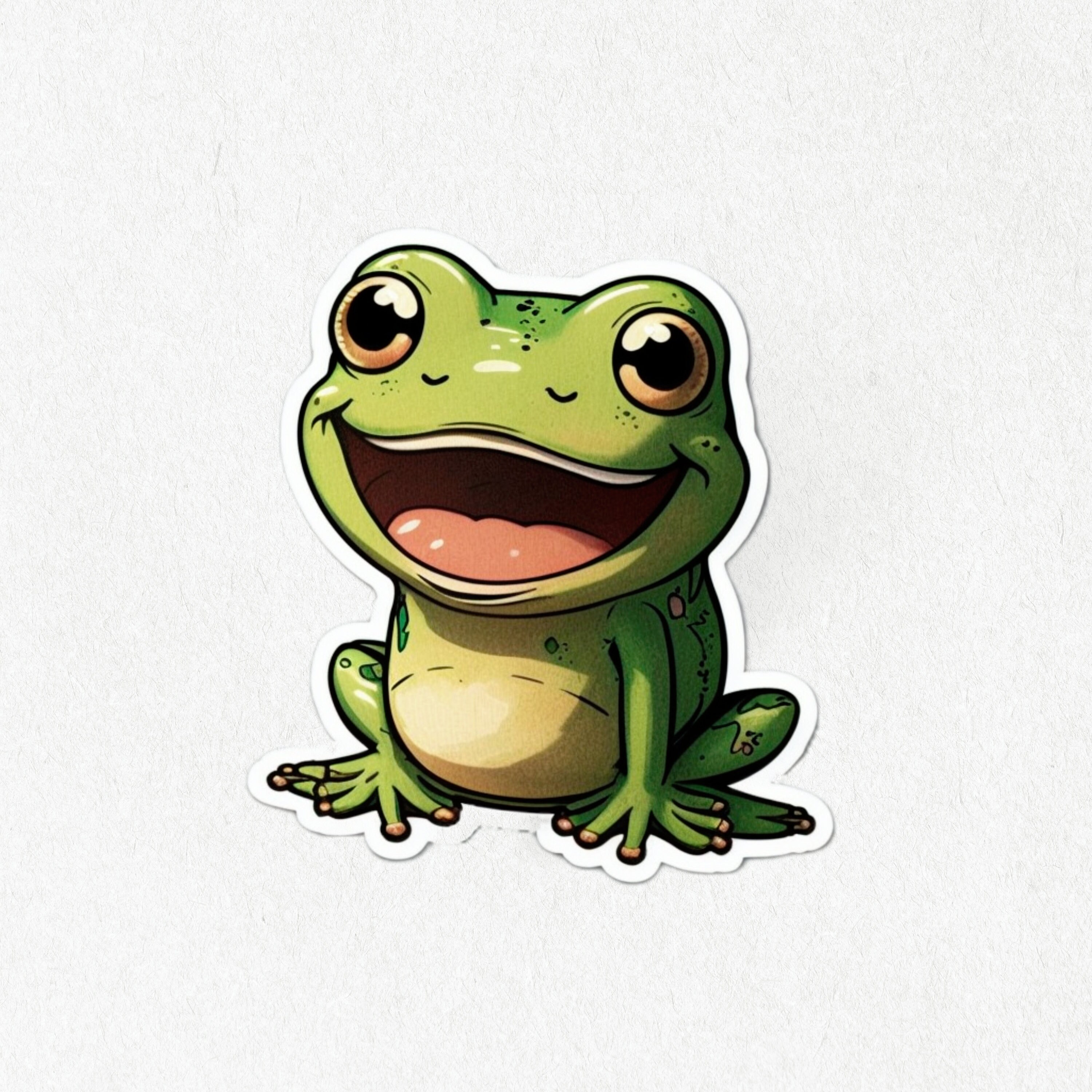 Happy Green Frog Vinyl Sticker, Laptop Decal (2" X 2") - Etsy