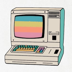 Computer Sticker, Vintage Computer, PC, Computer Vinyl, Retro Tech, Cute Decal, Water Bottle |  2&quot; x 2&quot; & 4&quot; X 4&quot;