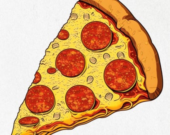 Pizza Slice Sticker, Happy Pizza Slice, Pizza Slice, Vinyl, Smiling Pizza Slice, Cute Decal, Water Bottle Stickers |  2" x 2" & 4" x 4"