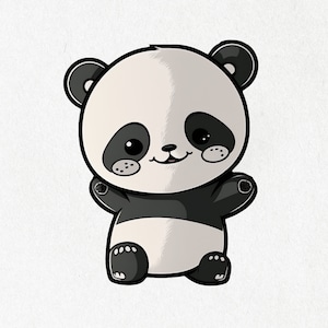 Panda, Panda Sticker, Panda Vinyl, Happy Panda, Cute Panda Decal, Water Bottle Stickers | Vinyl Sticker 2&quot; x 2&quot; & 4&quot; x 4&quot;