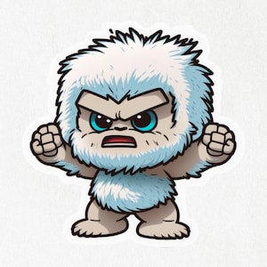 Yeti, Yeti Sticker, Angry Yeti, Yeti Vinyl, Cute Decal, Water Bottle Stickers, Laptop Decal | Vinyl Sticker Sticker 2&quot; x 2&quot; & 4&quot; x 4&quot;