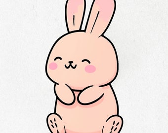 Pink Easter Bunny Sticker, Happy Easter, Easter Decal, Easter Vinyl, Smiling Bunny, Cute Decal, Water Bottle | Vinyl Sticker 2" x 2"