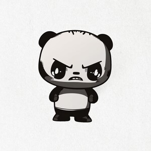 Panda, Panda Sticker, Panda Vinyl, Angry Panda, Cute Panda Decal, Water Bottle Stickers | Vinyl Sticker 2&quot; x 2&quot; & 4&quot; x 4&quot;
